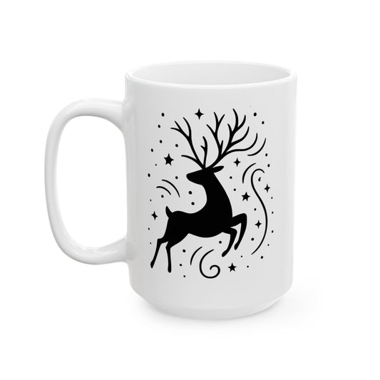 Reindeer Design Ceramic Mug: Magical Elegance