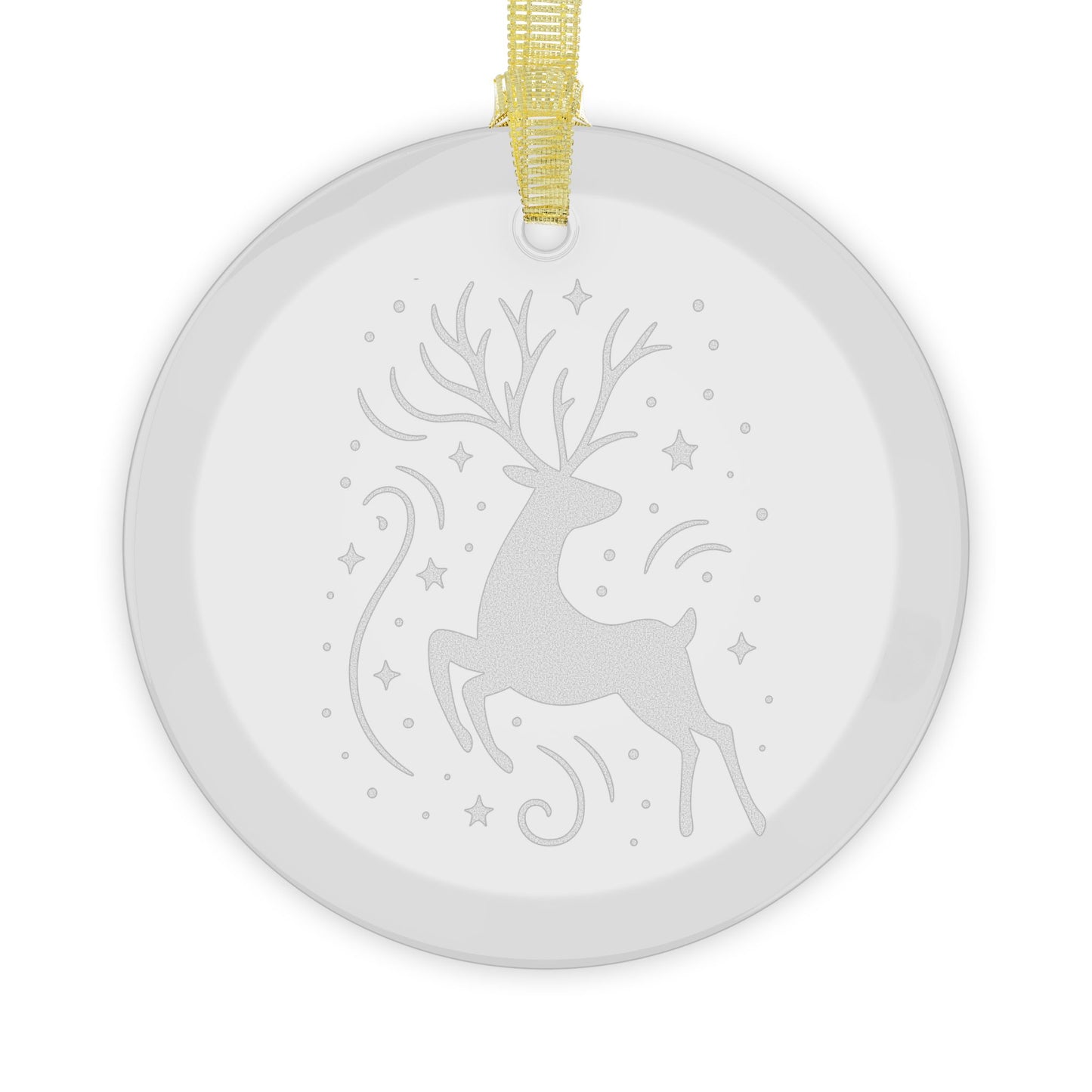 5 Glass Christmas Ornaments with Reindeer and Star Design